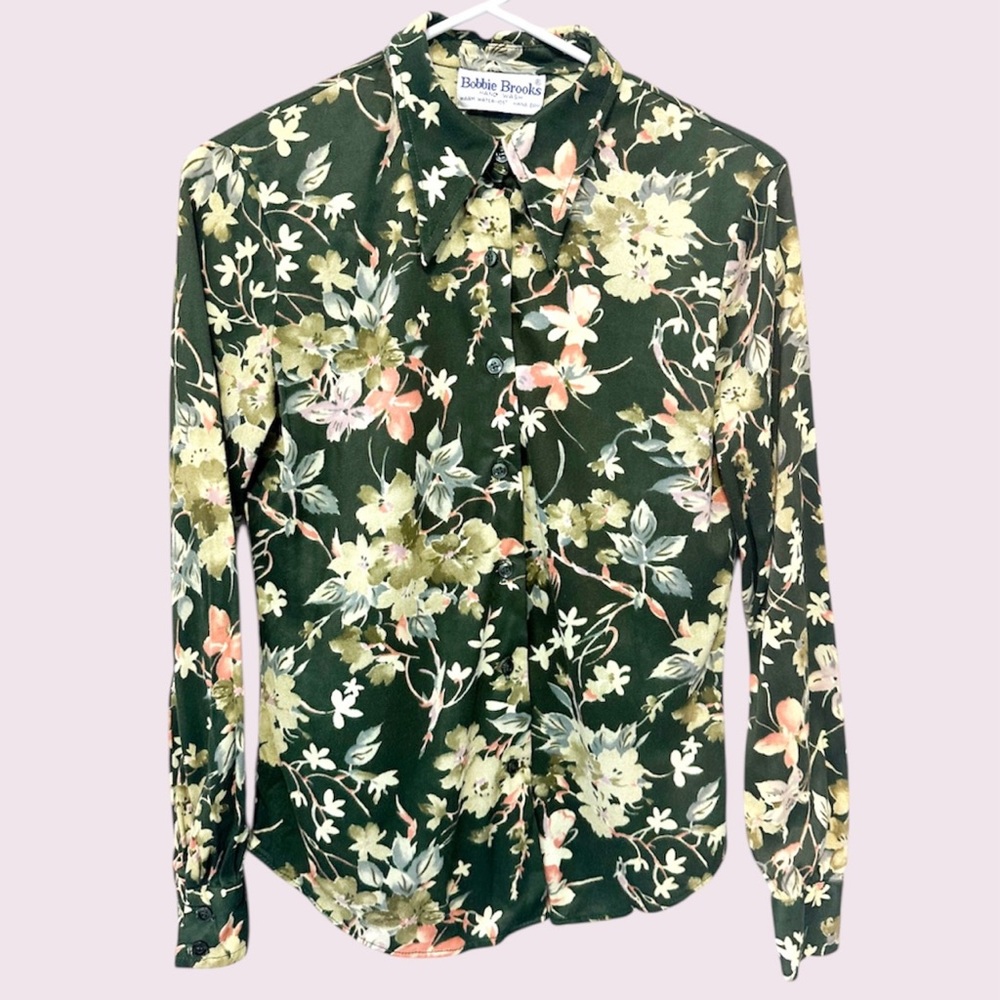 Vintage bobbi green button down shirt